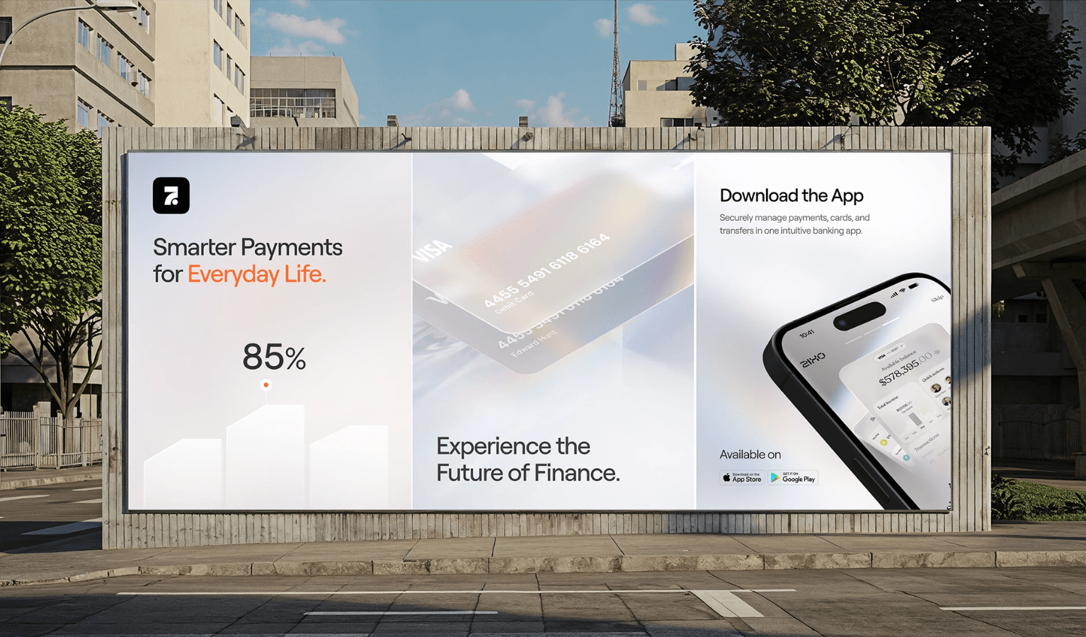 OSCAL.AI payments app on a billboard